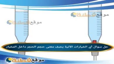 أي الخيارات الآتية يصف معنى حجم الحجر داخل المخبار