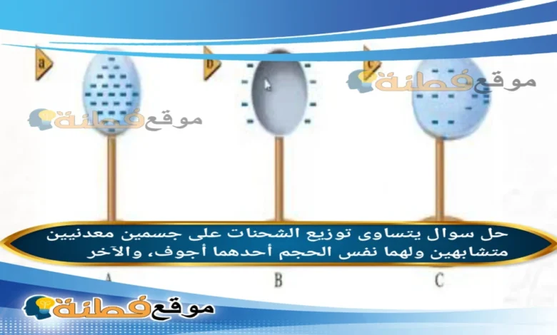 يتساوى توزيع الشحنات على جسمين معدنيين متشابهين ولهما نفس الحجم أحدهما أجوف، والآخر مصمت