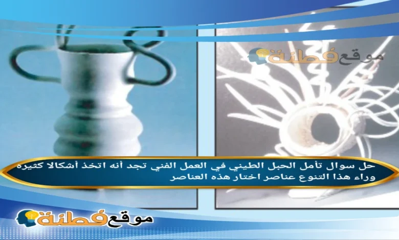 تأمل الحبل الطيني في العمل الفني تجد أنه اتخذ أشكالا كثيره وراء هذا التنوع عناصر اختار هذه العناصر