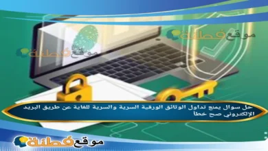 يمنع تداول الوثائق الورقية السرية والسرية للغاية عن طريق البريد الإلكتروني صح خطأ