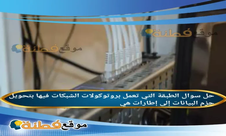 الطبقة التي تعمل بروتوكولات الشبكات فيها بتحويل حزم البيانات إلى إطارات هي