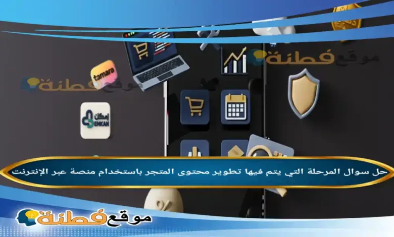 المرحلة التي يتم فيها تطوير محتوى المتجر باستخدام منصة عبر الإنترنت