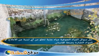 المياه الجوفية مياه عذبة تخلو من أي نسبة من الأملاح أو المواد الضارة بصحة الإنسان.