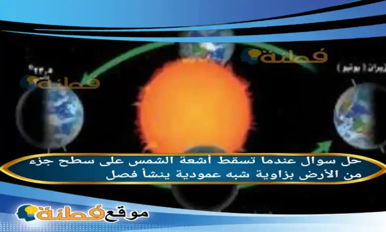 عندما تسقط أشعة الشمس على سطح جزء من الأرض بزاوية شبه عمودية ينشأ فصل.