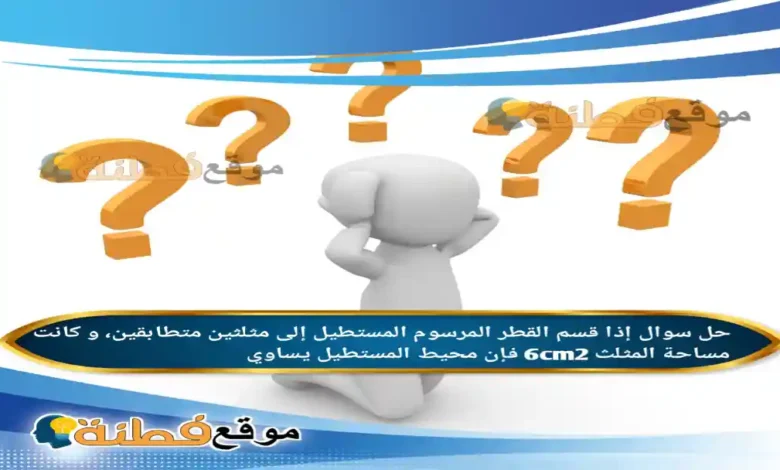 إذا قسم القطر المرسوم المستطيل إلى مثلثين متطابقين، و كانت مساحة المثلث 6cm2 فإن محيط المستطيل يساوي