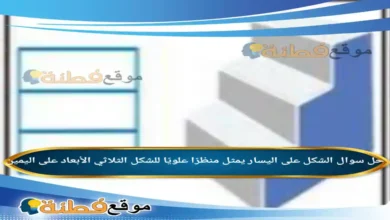 الشكل على اليسار يمثل منظرًا علويًا للشكل الثلاثي الأبعاد على اليمين