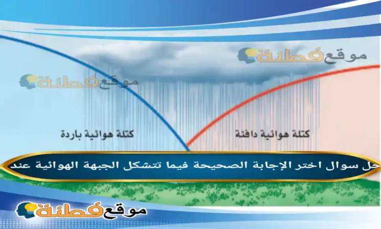 اختر الإجابة الصحيحة فيما تتشكل الجبهة الهوائية عند