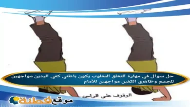 في مهارة التعلق المقلوب يكون باطني كفي اليدين مواجهين للجسم وظاهري الكفين مواجهين للأمام