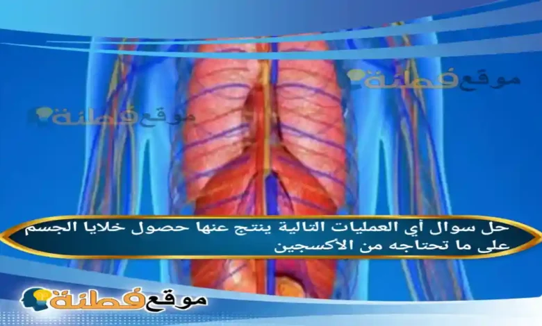 أي العمليات التالية ينتج عنها حصول خلايا الجسم على ما تحتاجه من الأكسجين