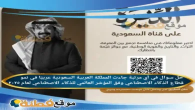 في أي مرتبة جاءت المملكة العربية السعودية عربيًا في نمو قطاع الذكاء الاصطناعي وفق المؤشر العالمي للذكاء الاصطناعي لعام ٢٠٢٥