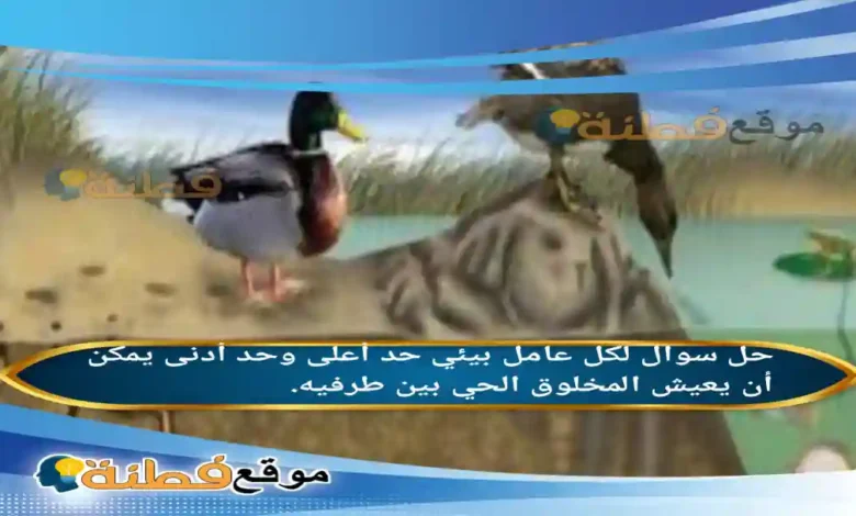 لكل عامل بيئي حد أعلى وحد أدنى يمكن أن يعيش المخلوق الحي بين طرفيه.