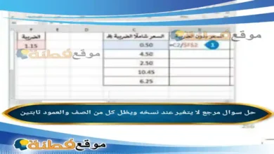 مرجع لا يتغير عند نسخه ويظل كل من الصف والعمود ثابتين