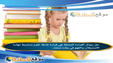 القراءة النشطة هي قراءة فاعلة تقوم بتنشيط مهارة الاستيعاب والفهم في وقت محدد.