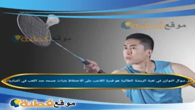التوازن في لعبة الريشة الطائرة هو قدرة اللاعب على الاحتفاظ بثبات جسمه عند اللعب في المباريات