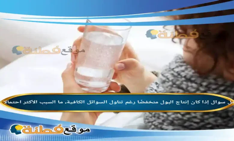 إذا كان إنتاج البول منخفضًا رغم تناول السوائل الكافية، ما السبب الأكثر احتمالا