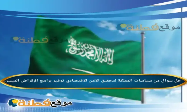 من سياسات المملكة لتحقيق الأمن الاقتصادي توفير برامج الإقراض الميسر.