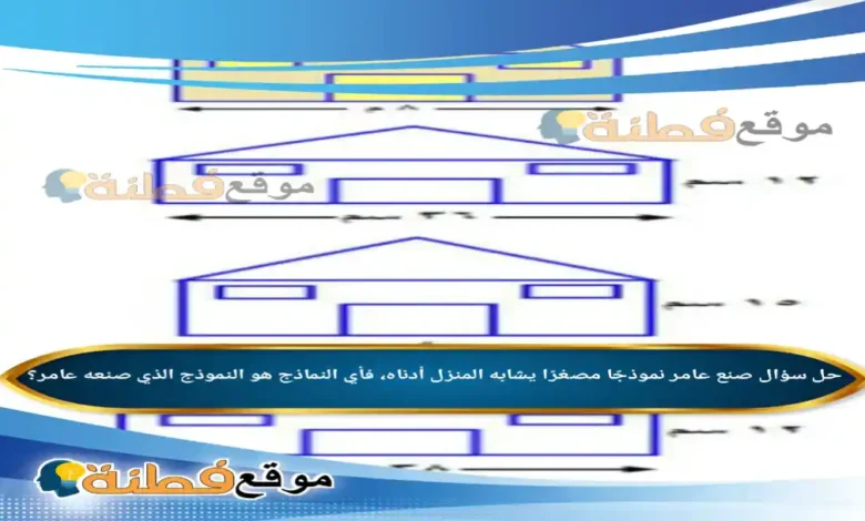 صنع عامر نموذجًا مصغرًا يشابه المنزل أدناه، فأي النماذج هو النموذج الذي صنعه عامر؟