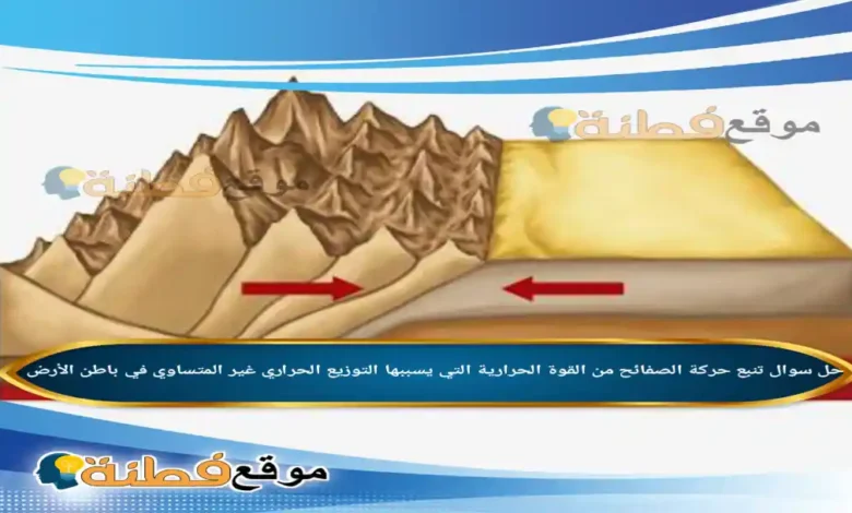 تنبع حركة الصفائح من القوة الحرارية التي يسببها التوزيع الحراري غير المتساوي في باطن الأرض .