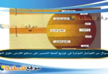 من العوامل المؤثرة في توزيع أشعة الشمس على سطح الأرض. طول النهار .