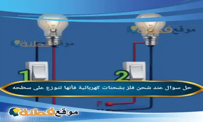 عند شحن فلز بشحنات كهربائية فأنها تتوزع على سطحه