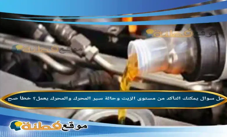 يمكنك التأكد من مستوى الزيت وحالة سير المحرك والمحرك يعمل؟ خطأ صح