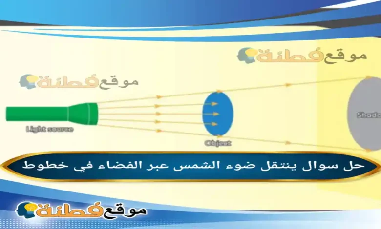 ينتقل ضوء الشمس عبر الفضاء في خطوط