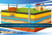 تخزن المياه الجوفية في الفراغات والشقوق بين الصخور تحت سطح الأرض