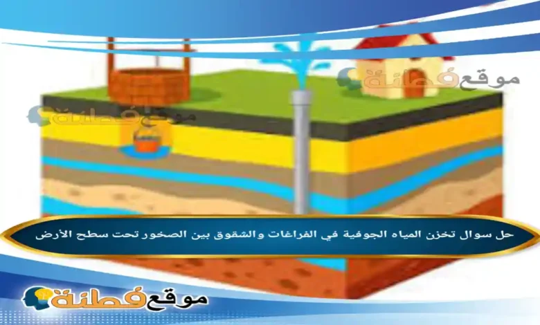 تخزن المياه الجوفية في الفراغات والشقوق بين الصخور تحت سطح الأرض