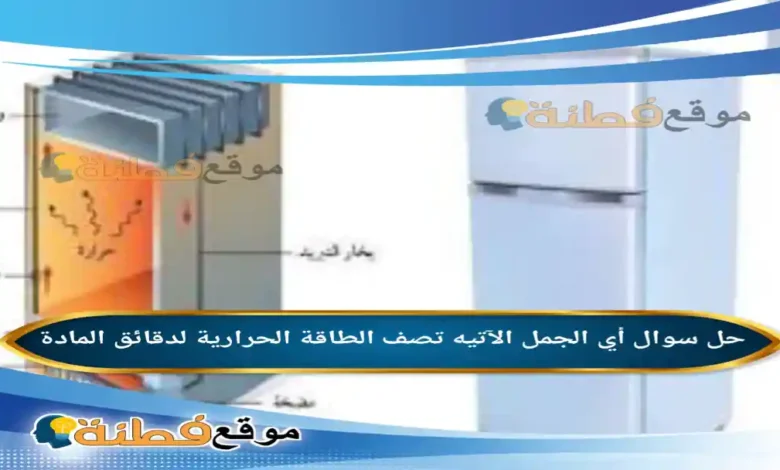 أي الجمل الآتيه تصف الطاقة الحرارية لدقائق المادة