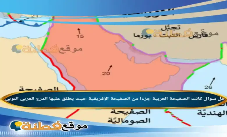 كانت الصفيحة العربية جزءًا من الصفيحة الإفريقية حيث يطلق عليها الدرع العربي النوبي