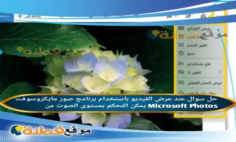 عند عرض الفيديو باستخدام برنامج صور مايكروسوفت Microsoft Photos يمكن التحكم بمستوى الصوت من